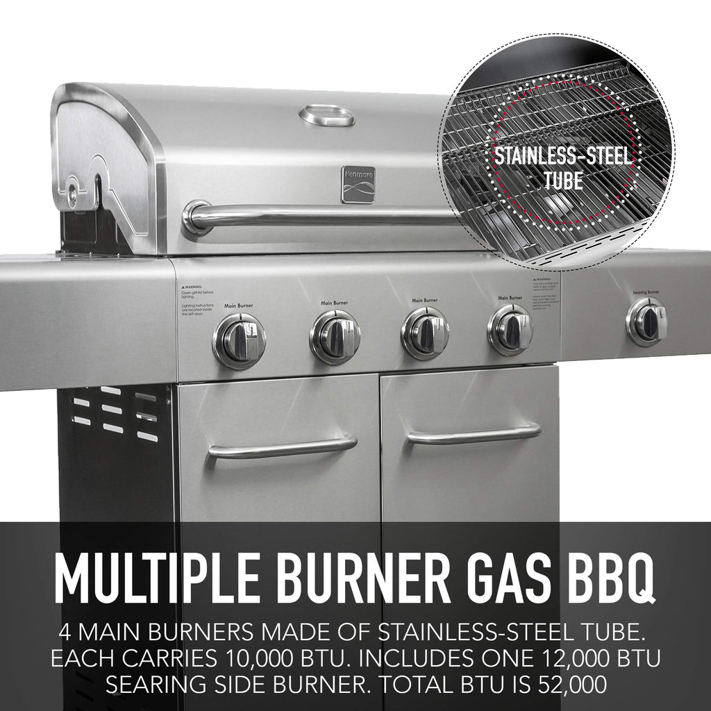 4-Burner Stainless Steel Propane Gas Grill with Side Burner M56900