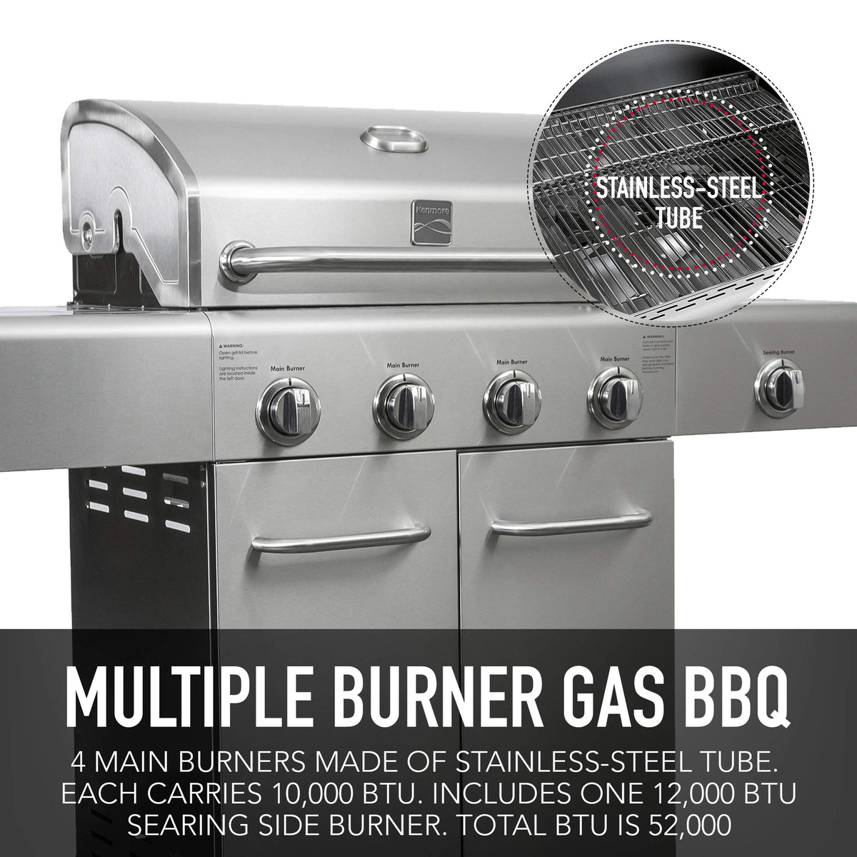 4-Burner Stainless Steel Propane Gas Grill with Side Burner M56900