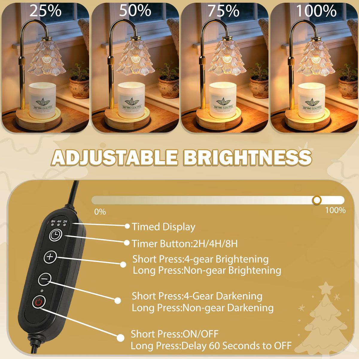 Candle Warmer Lamp with Timer Dimmable Adjustable Height Q905