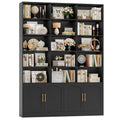 82.3" Triple Wide Bookshelf with 4 Doors, Black C62476