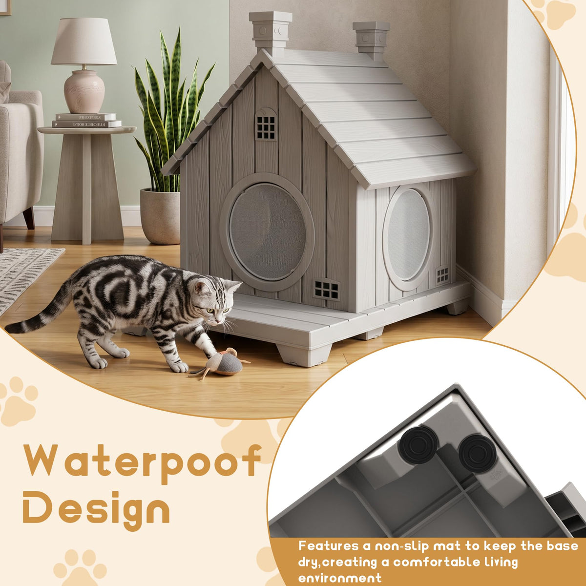 Weatherproof 1-Story Resin Cat House Z156