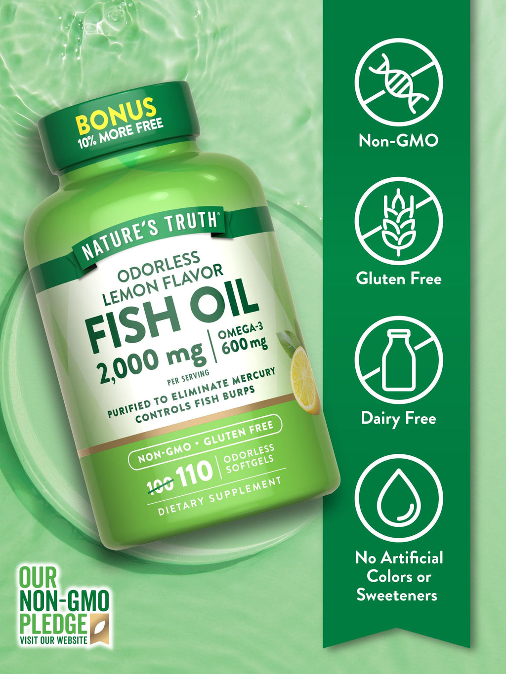 Fish Oil 2000mg 110 Softgels Lemon Flavor L916
