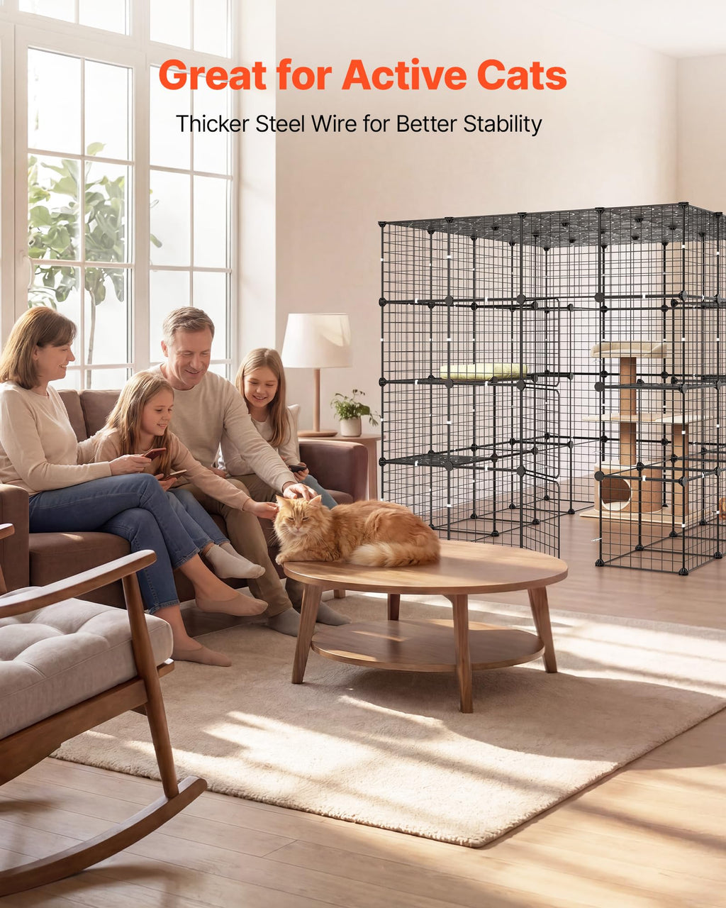 4-Tier Metal Wire Cat Cage with 3 Doors X6887