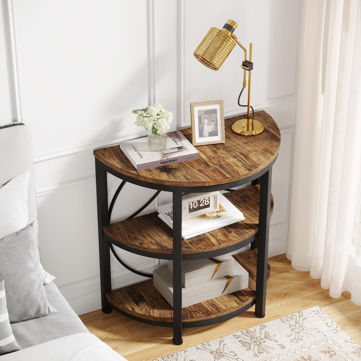Half Round 3-Tier Metal End Table P2081
