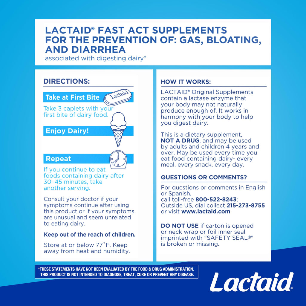 Lactose Intolerance Caplets 120 Ct Y347