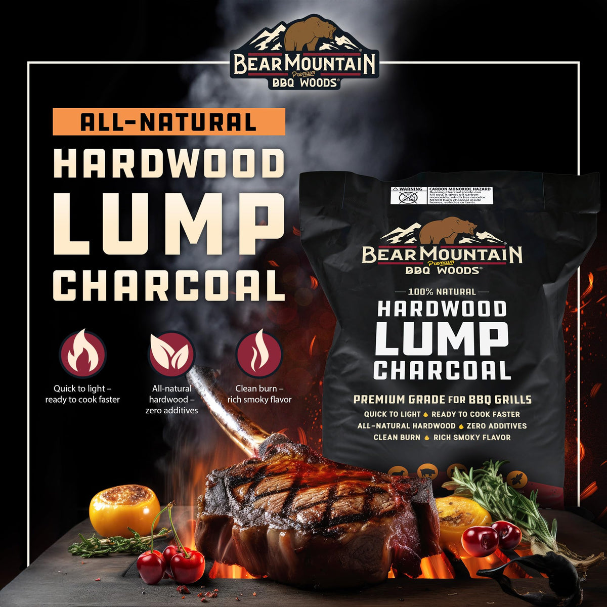 4 Pack Hardwood Lump Charcoal 16 Pounds V354