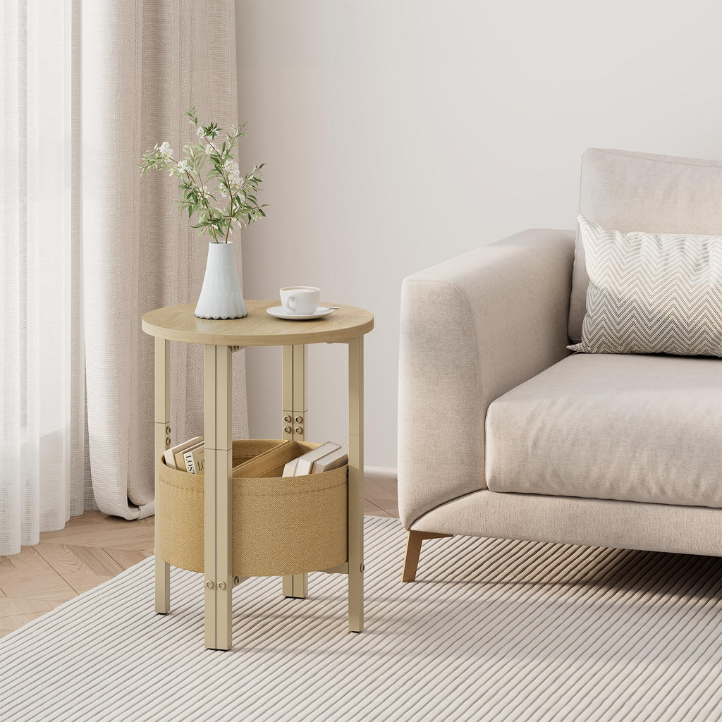 Small Round Side Table with Storage Basket, Set of 2 A7886