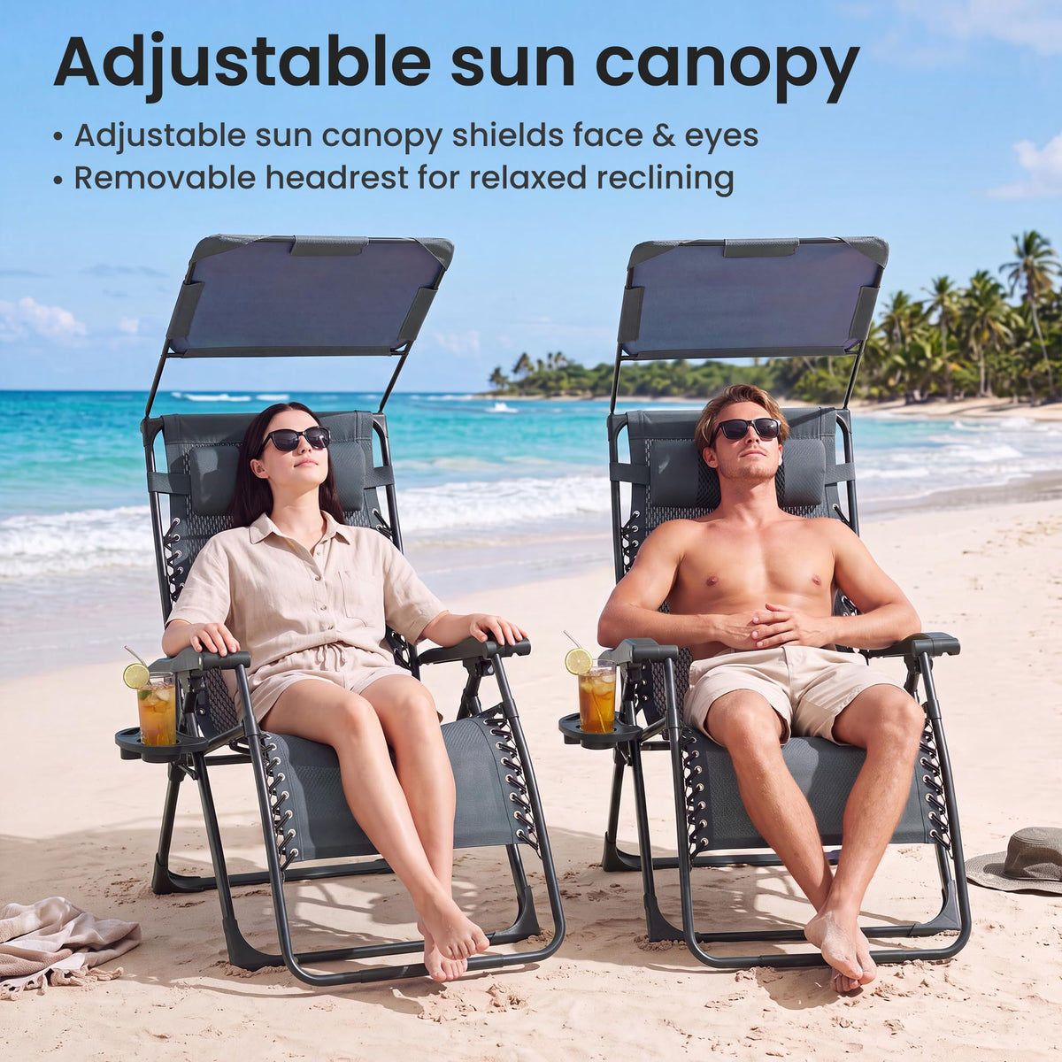 2 Pack Zero Gravity Chairs with Canopy H8324