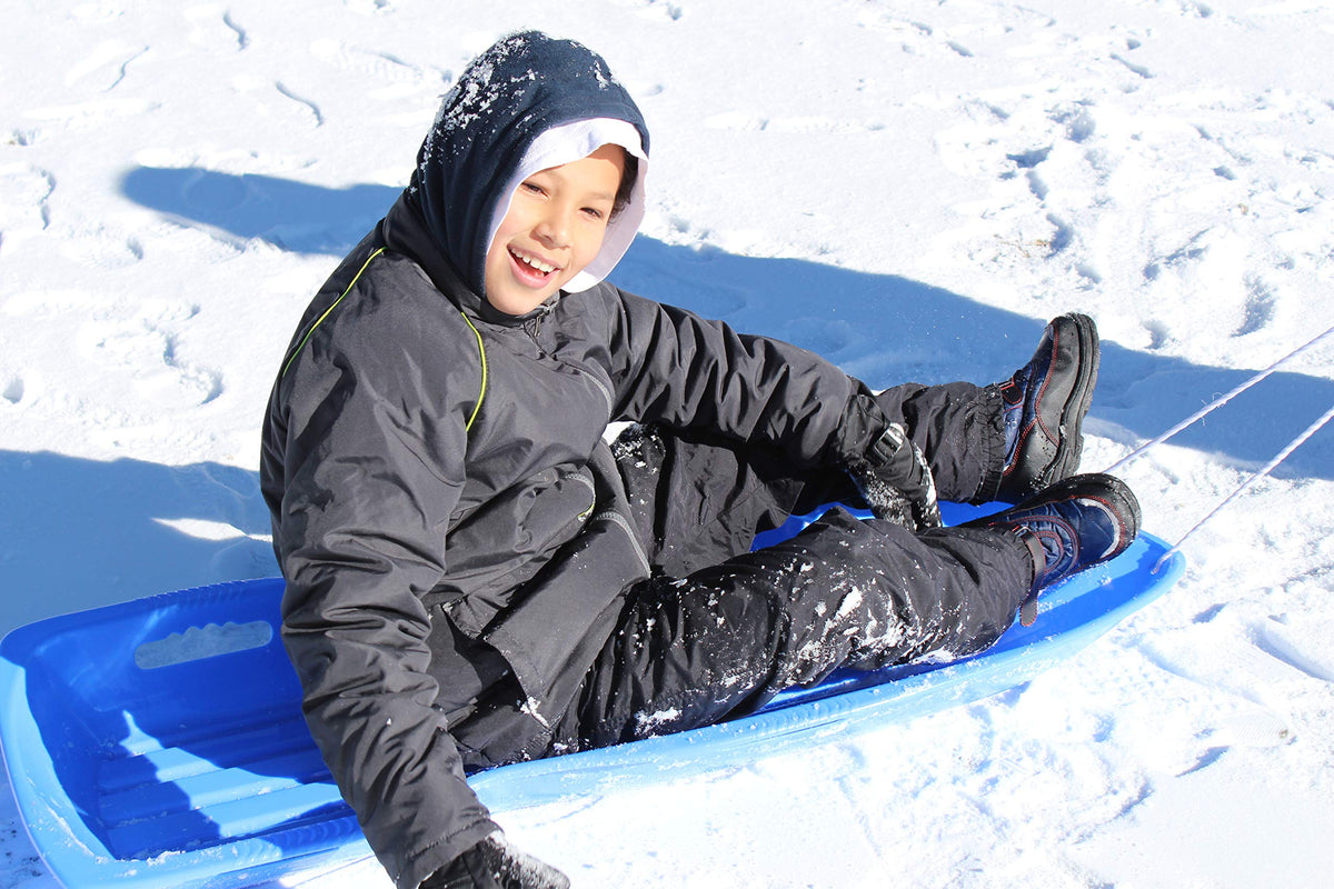 Plastic Toboggan Snow Sled with Pull Rope and Handles T9764