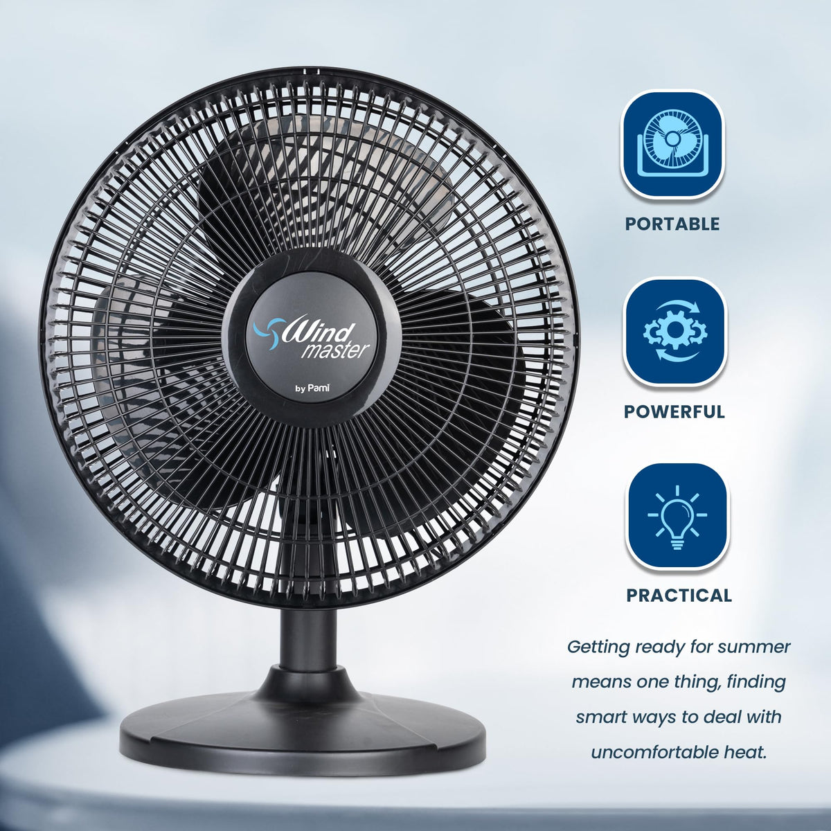 16 in Oscillating Desk Fan, 3 Speed, Adjustable Tilt, Black D754