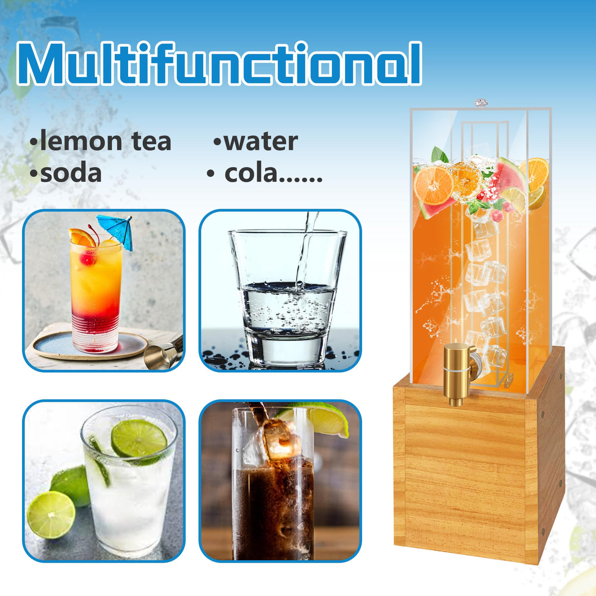 1.8 Gallon Drink Dispenser with Wood Stand H813