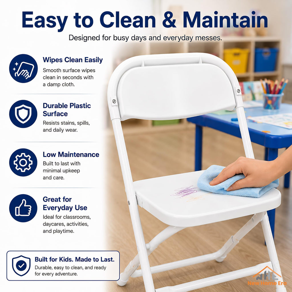 White Kids Plastic Folding Chair with Steel Frame Z2130