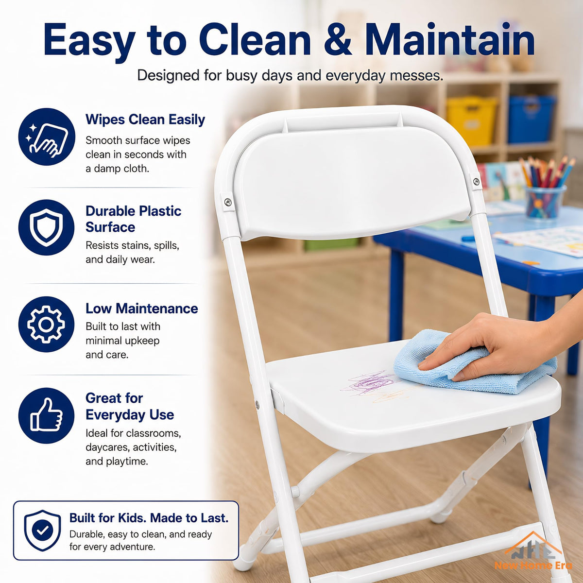 White Kids Plastic Folding Chair with Steel Frame Z2130