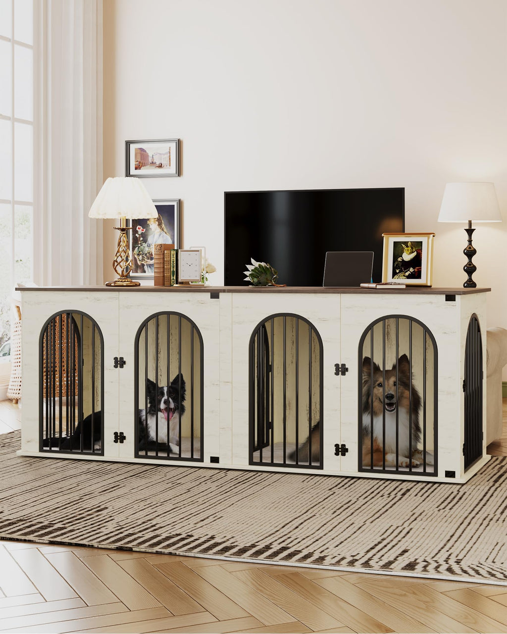 Double Dog Crate Furniture with Cushion Z828382