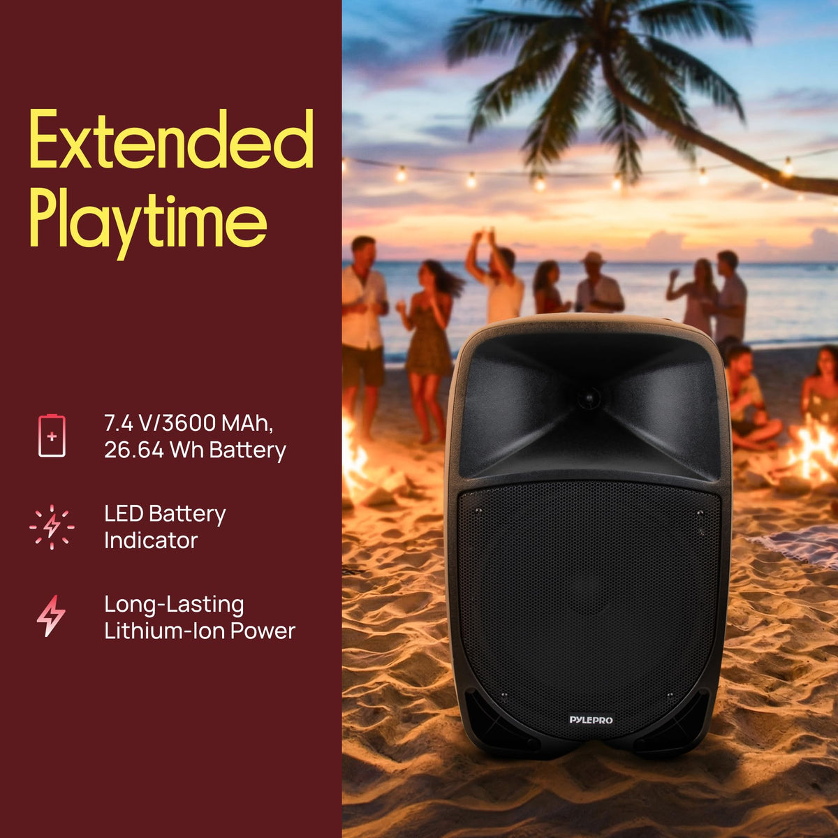 1200W Portable Bluetooth PA Speaker with Subwoofer and Wireless Microphone Y141