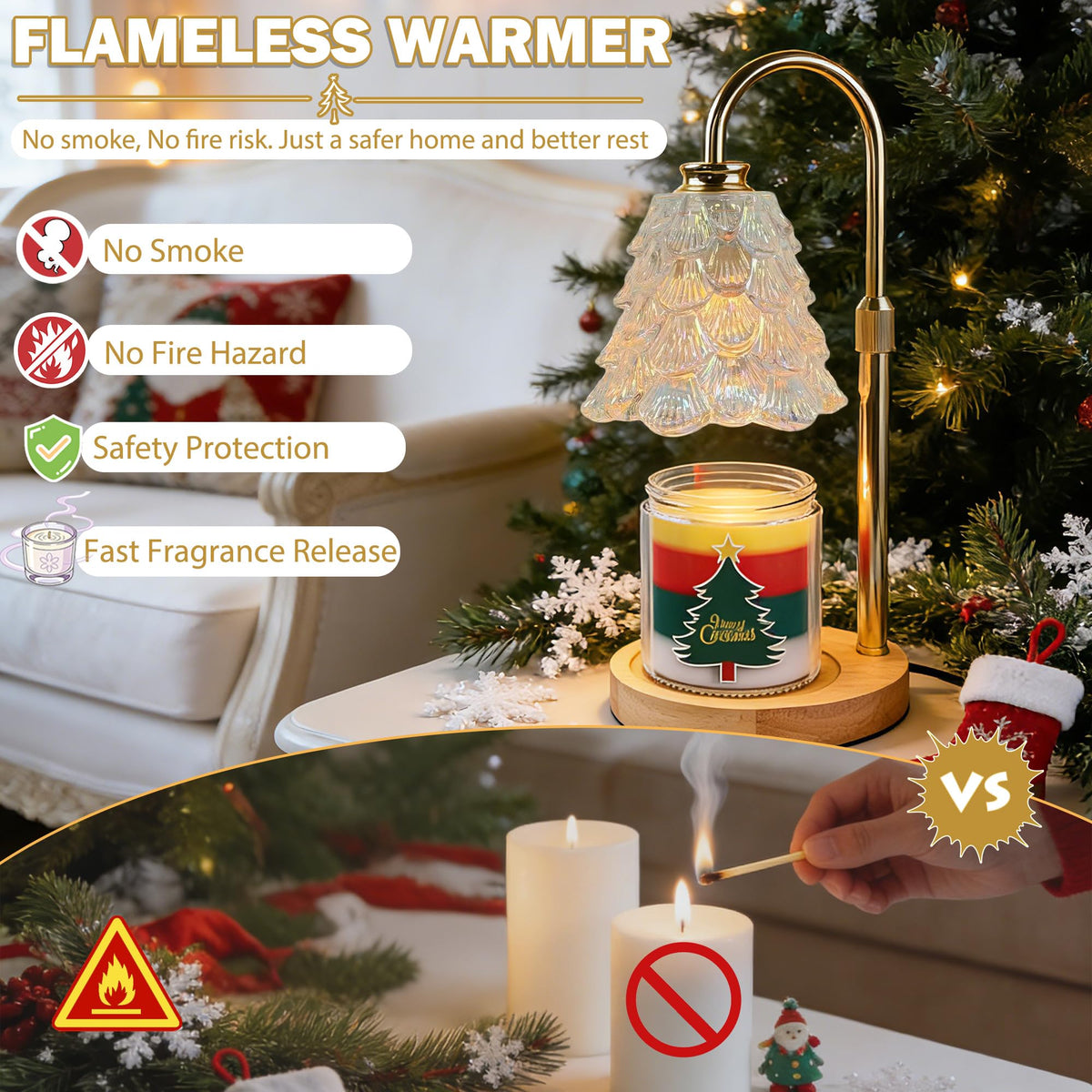 Candle Warmer Lamp with Timer Dimmable Adjustable Height Q905