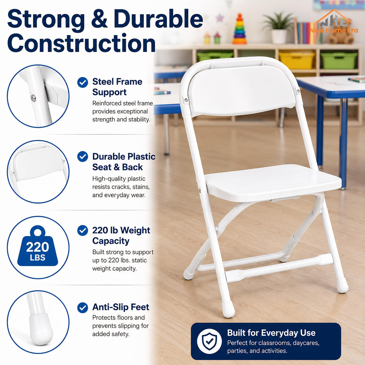 White Kids Plastic Folding Chair with Steel Frame Z2130