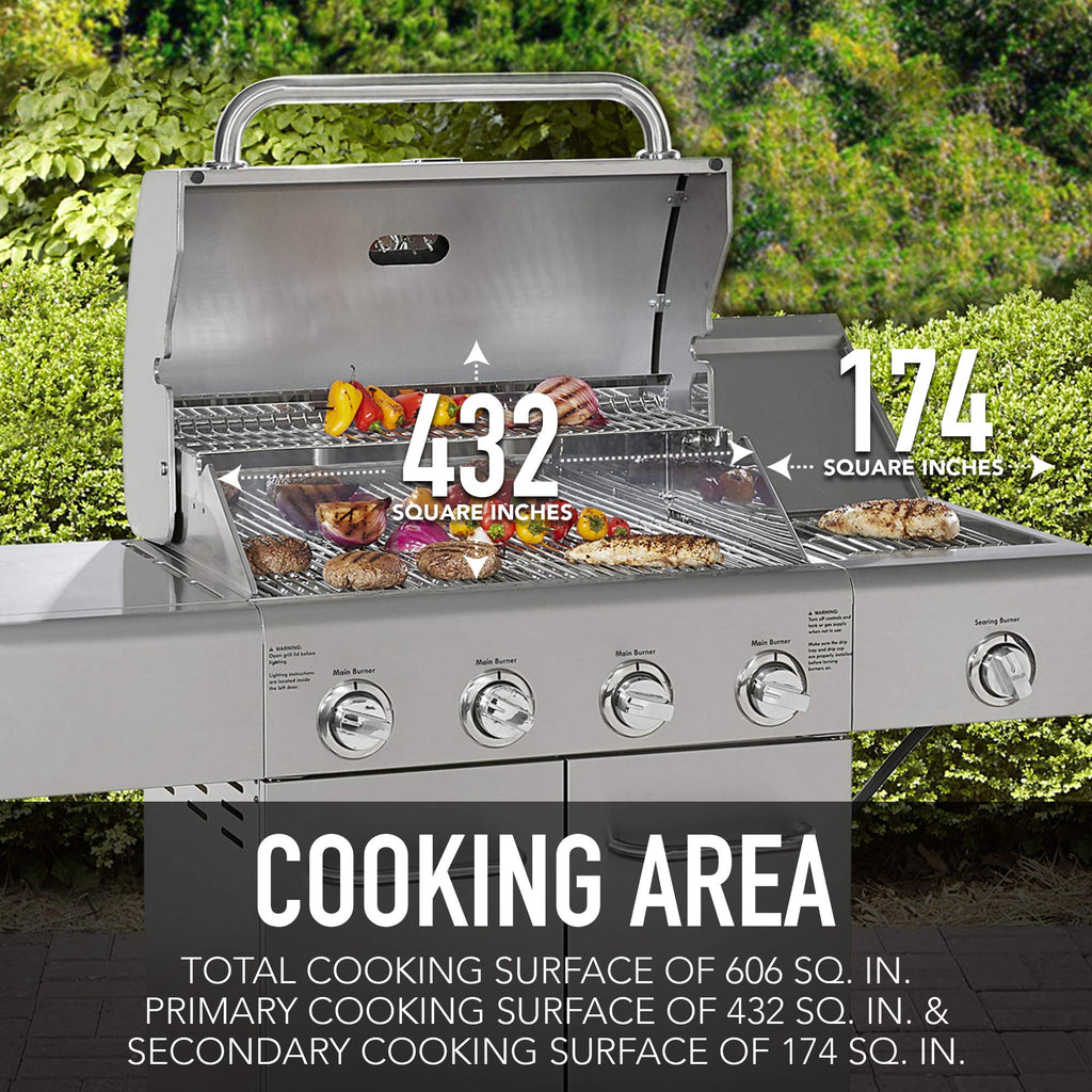 4-Burner Stainless Steel Propane Gas Grill with Side Burner M56900