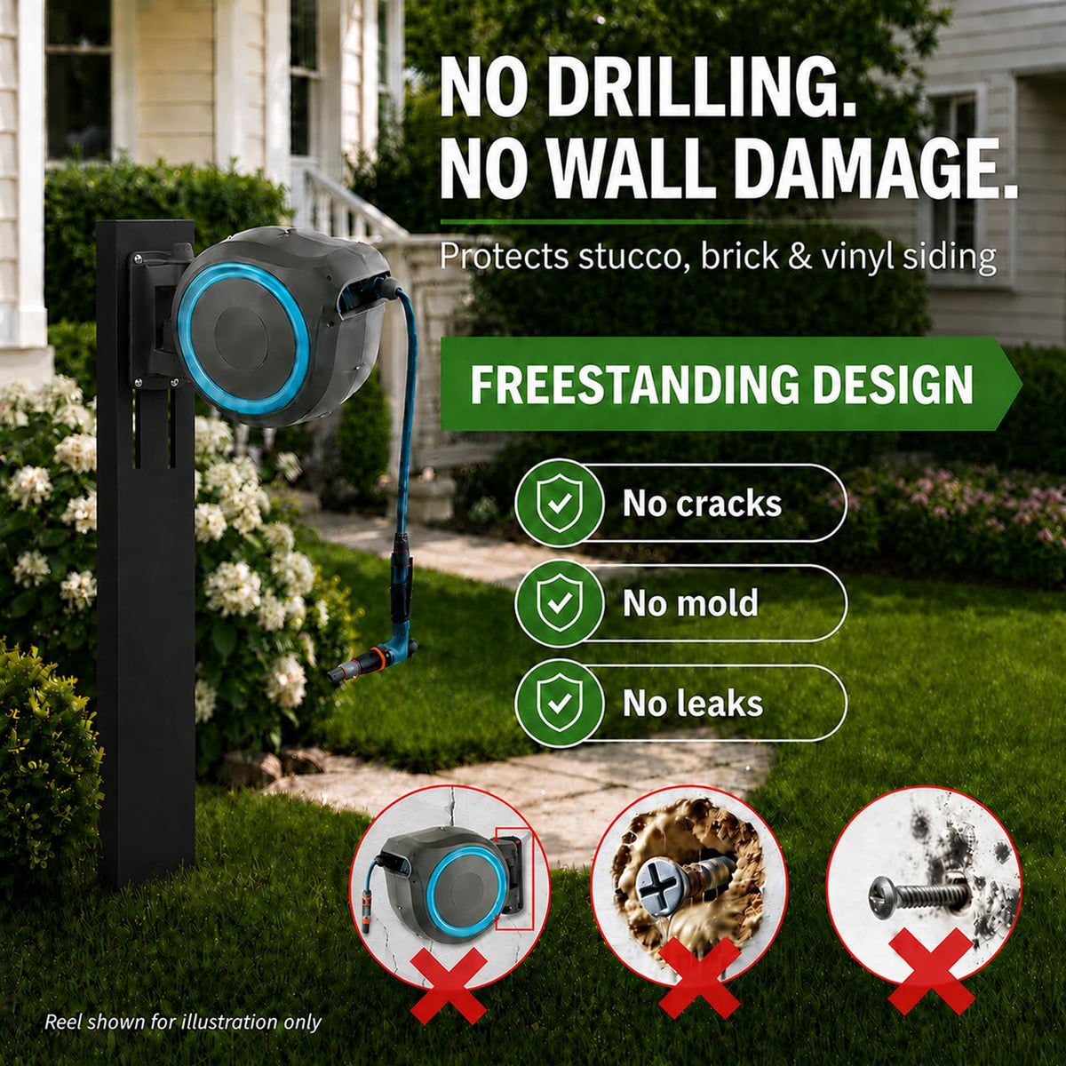 Retractable Garden Hose Reel Mounting Post Y6730