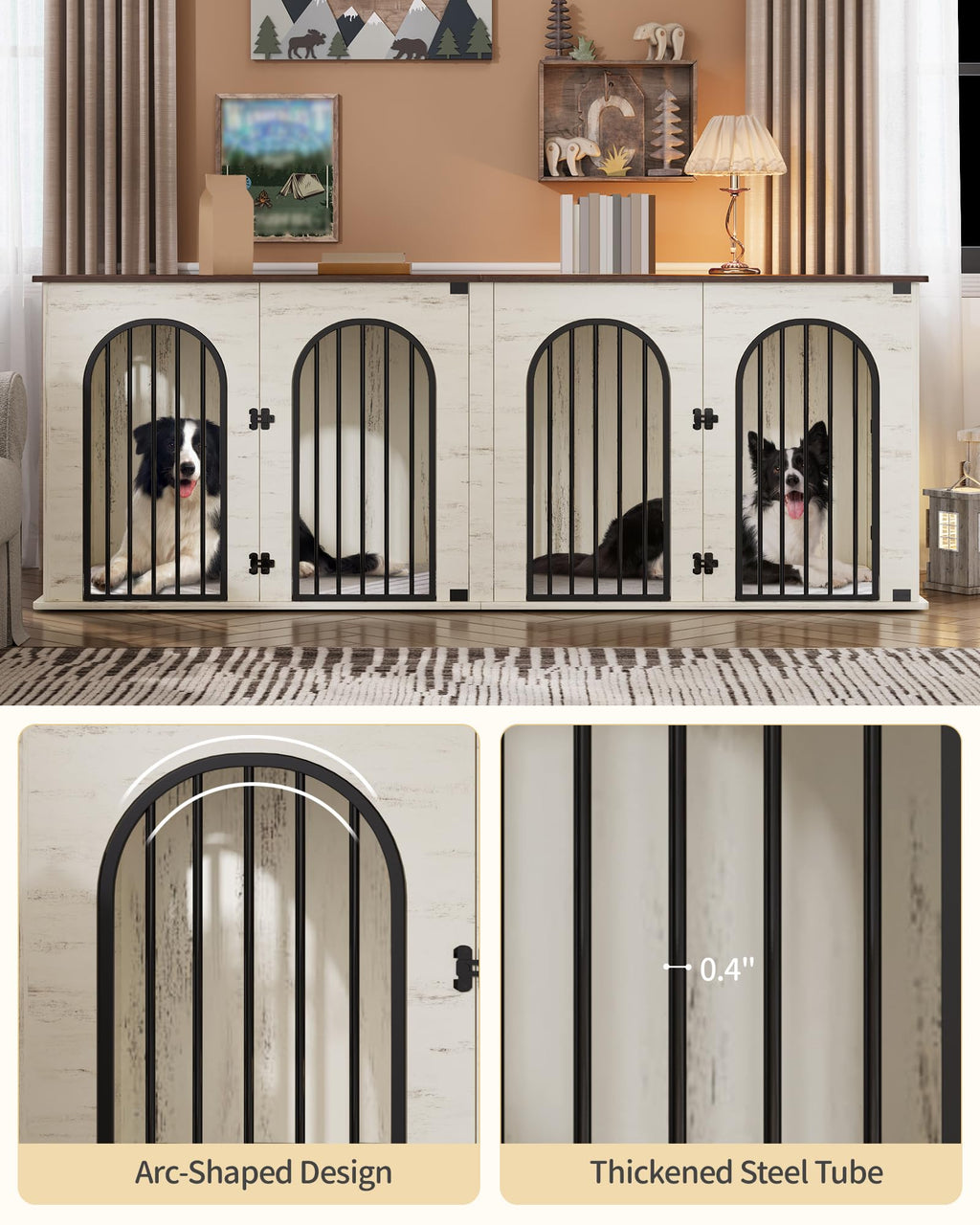 Double Dog Crate Furniture with Cushion Z828382