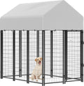 Outdoor Dog Kennel with Roof, 6' x 4' x 6' Heavy Duty Welded Wire Dog Playpen Enclosure A4496