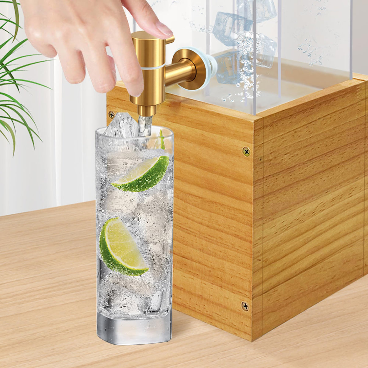 1.8 Gallon Drink Dispenser with Wood Stand H813
