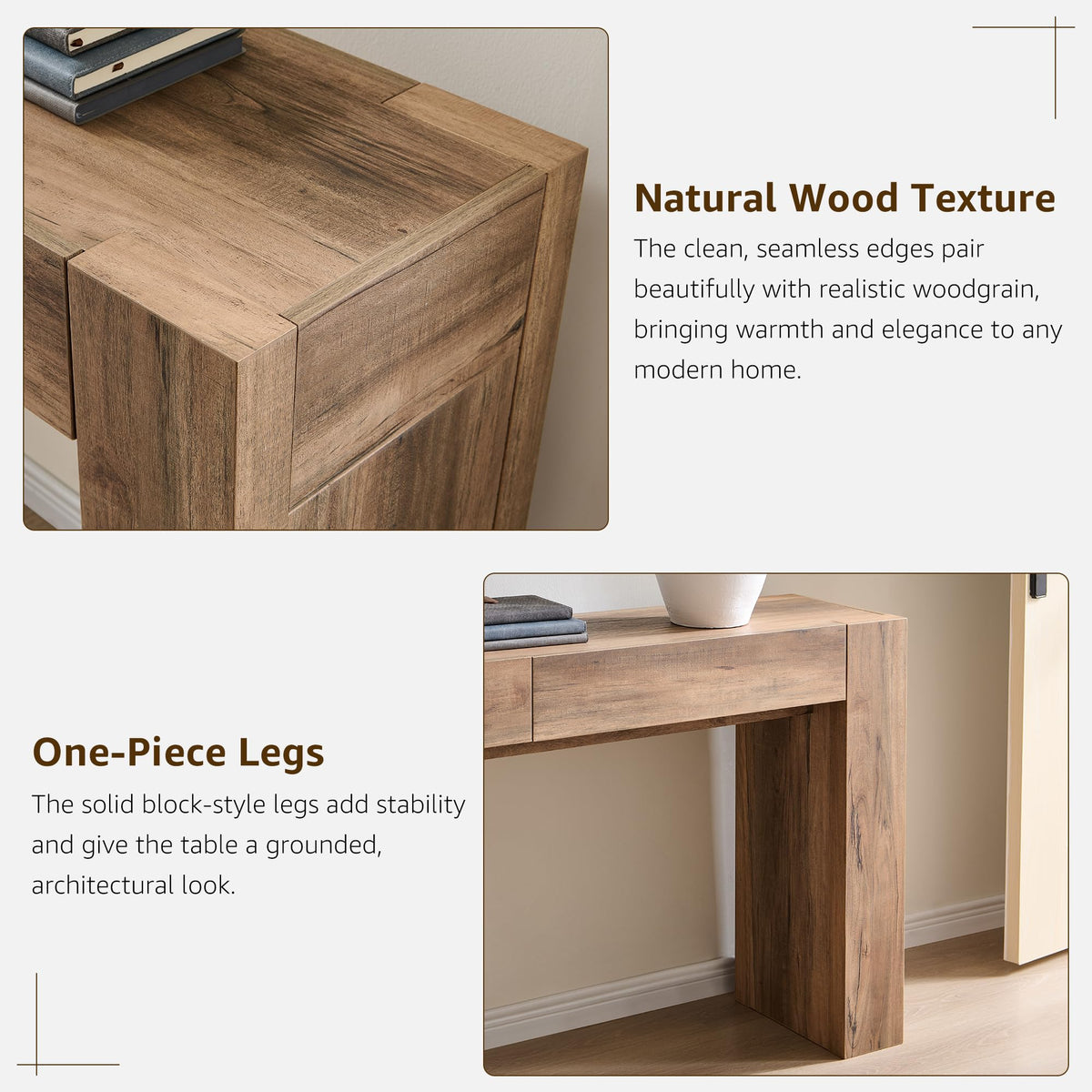 Rustic Oak Console Table with Drawers N153