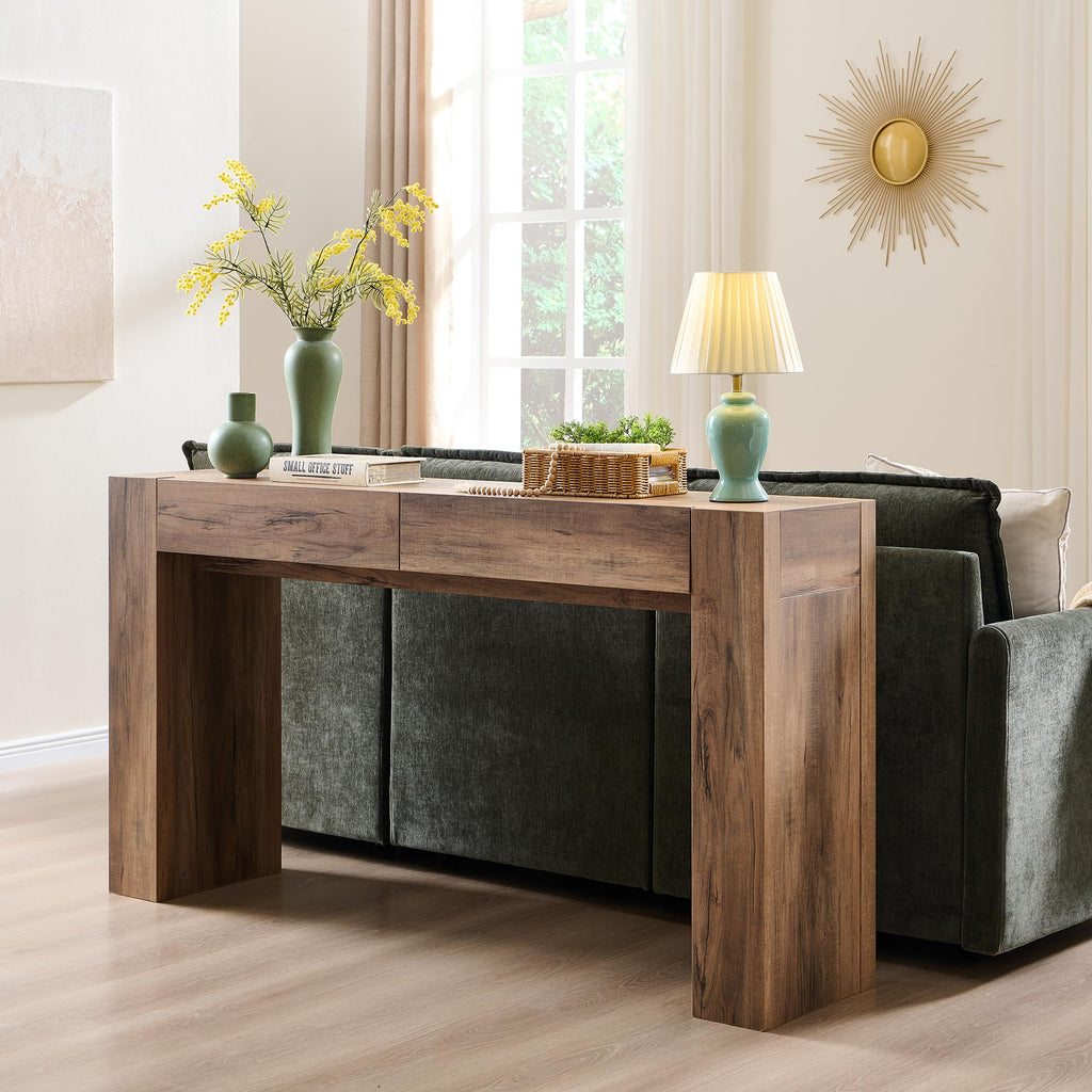 Rustic Oak Console Table with Drawers N153