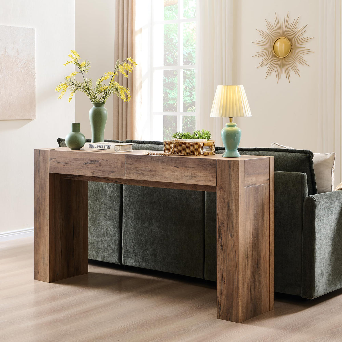 Rustic Oak Console Table with Drawers N153