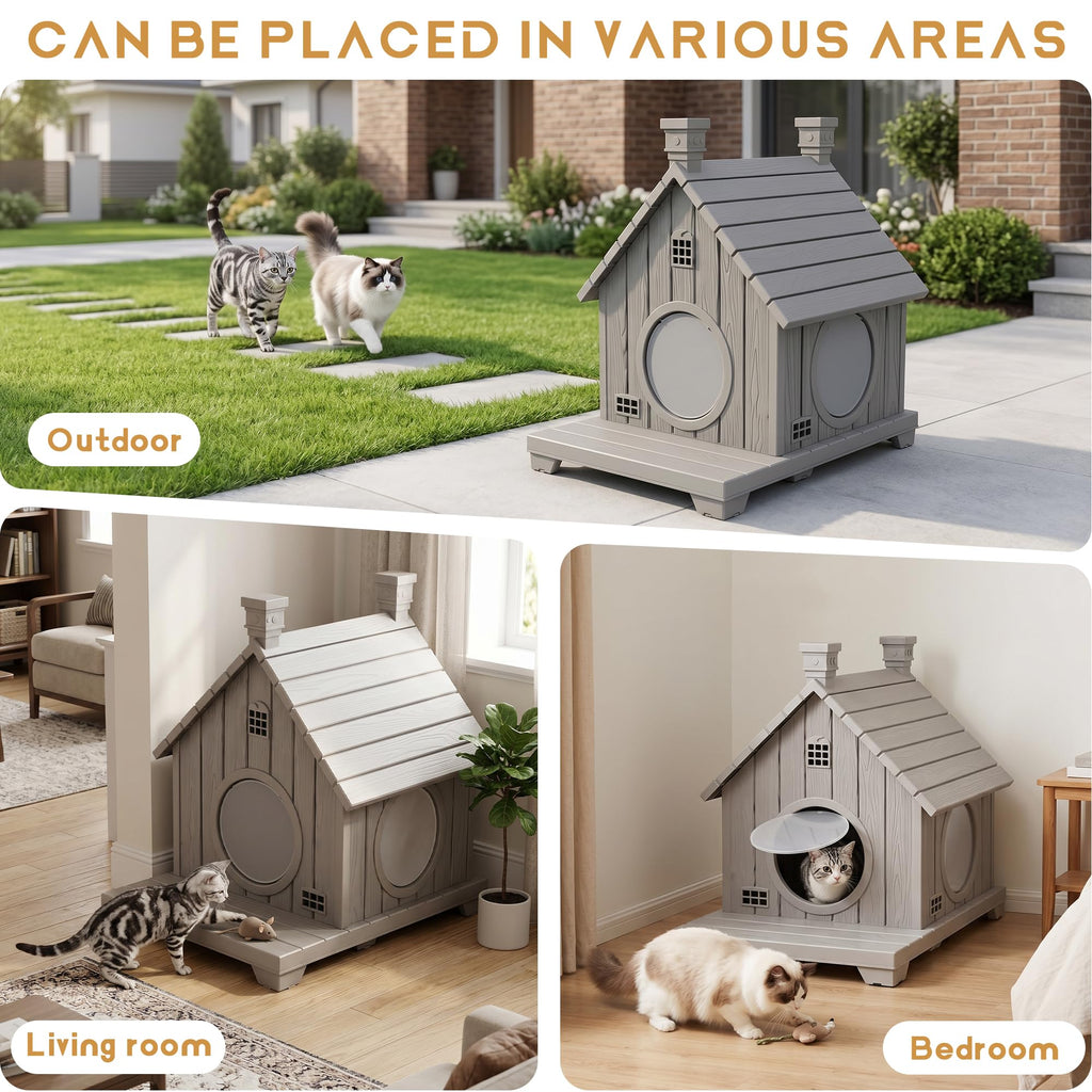 Weatherproof 1-Story Resin Cat House Z156