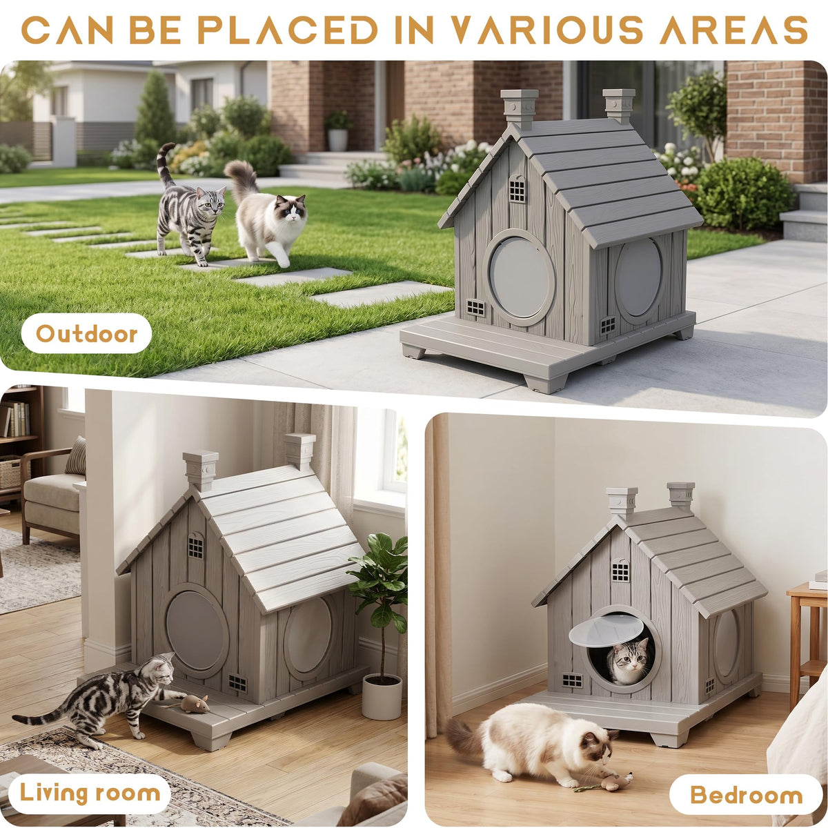 Weatherproof 1-Story Resin Cat House Z156