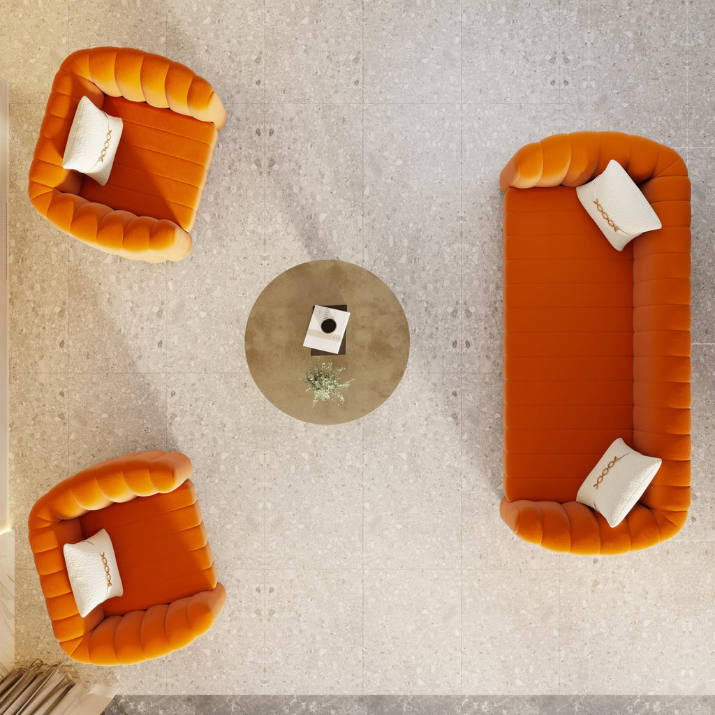 42" Velvet Sofa Chair with Gold Metal Legs U88458