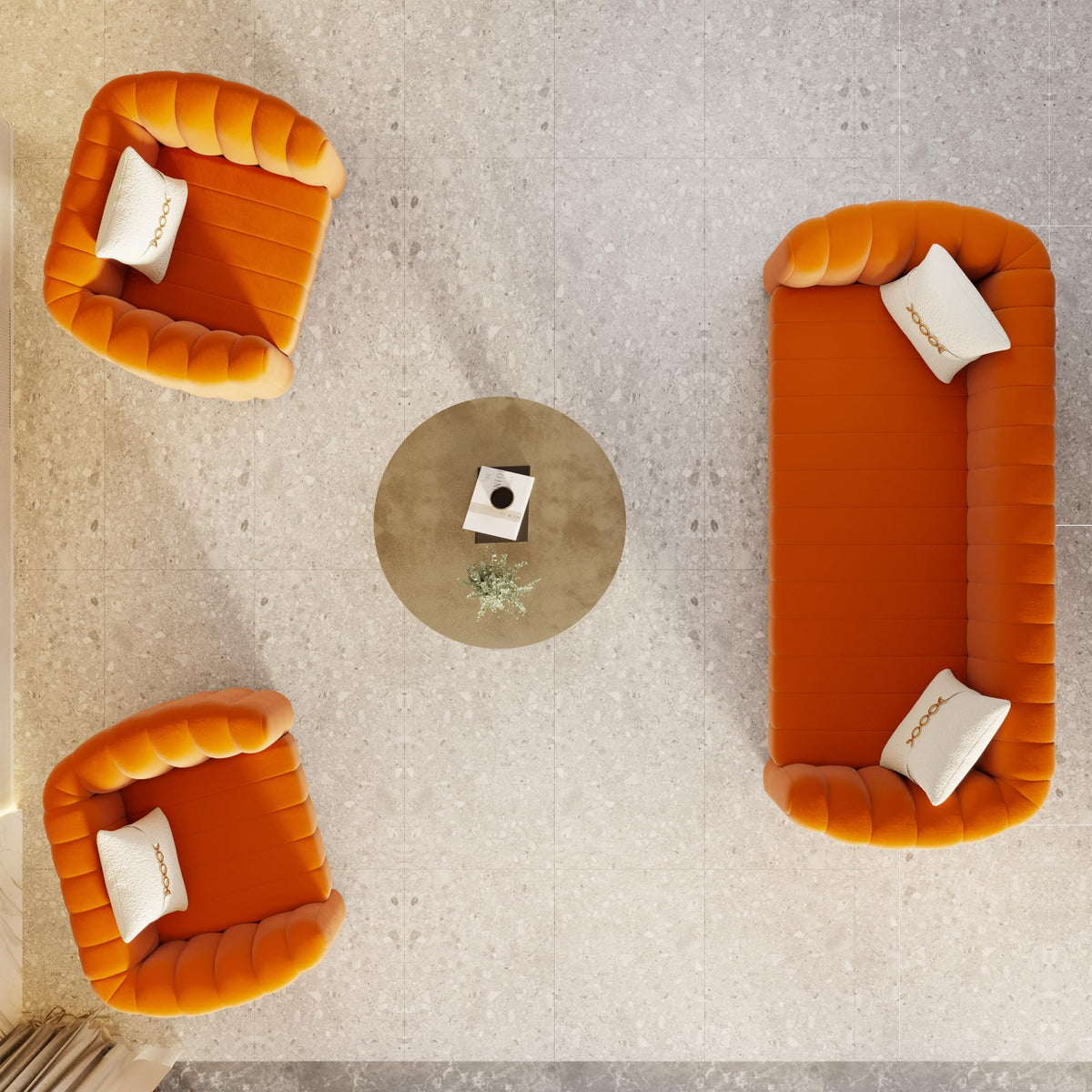 42" Velvet Sofa Chair with Gold Metal Legs U88458