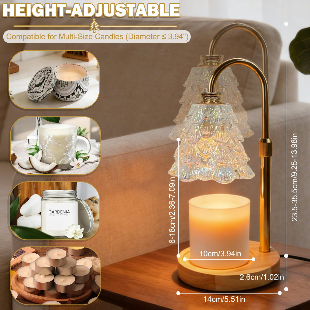 Candle Warmer Lamp with Timer Dimmable Adjustable Height Q905