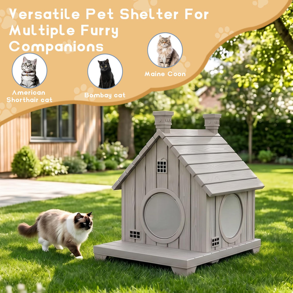 Weatherproof 1-Story Resin Cat House Z156