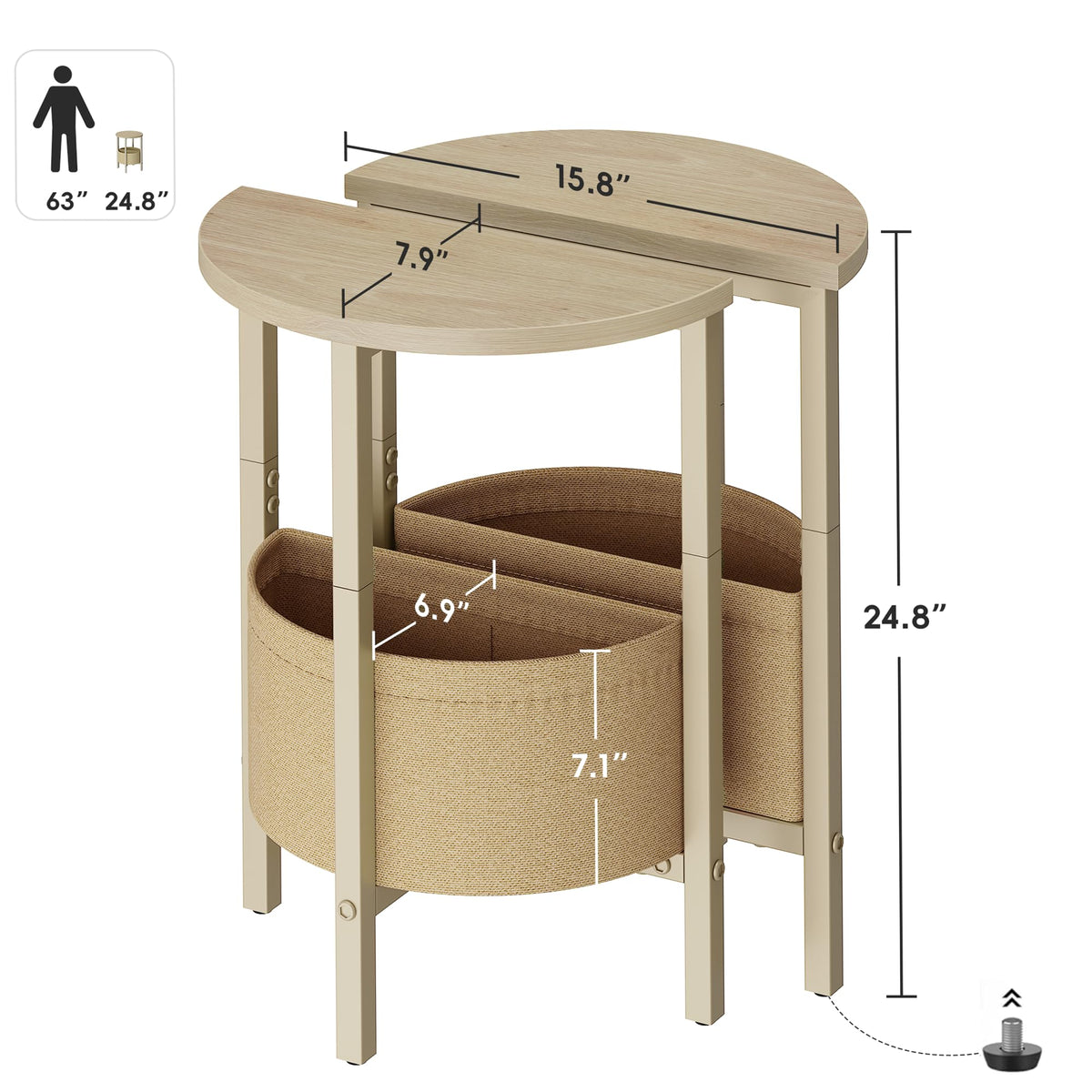 Small Round Side Table with Storage Basket, Set of 2 A7886