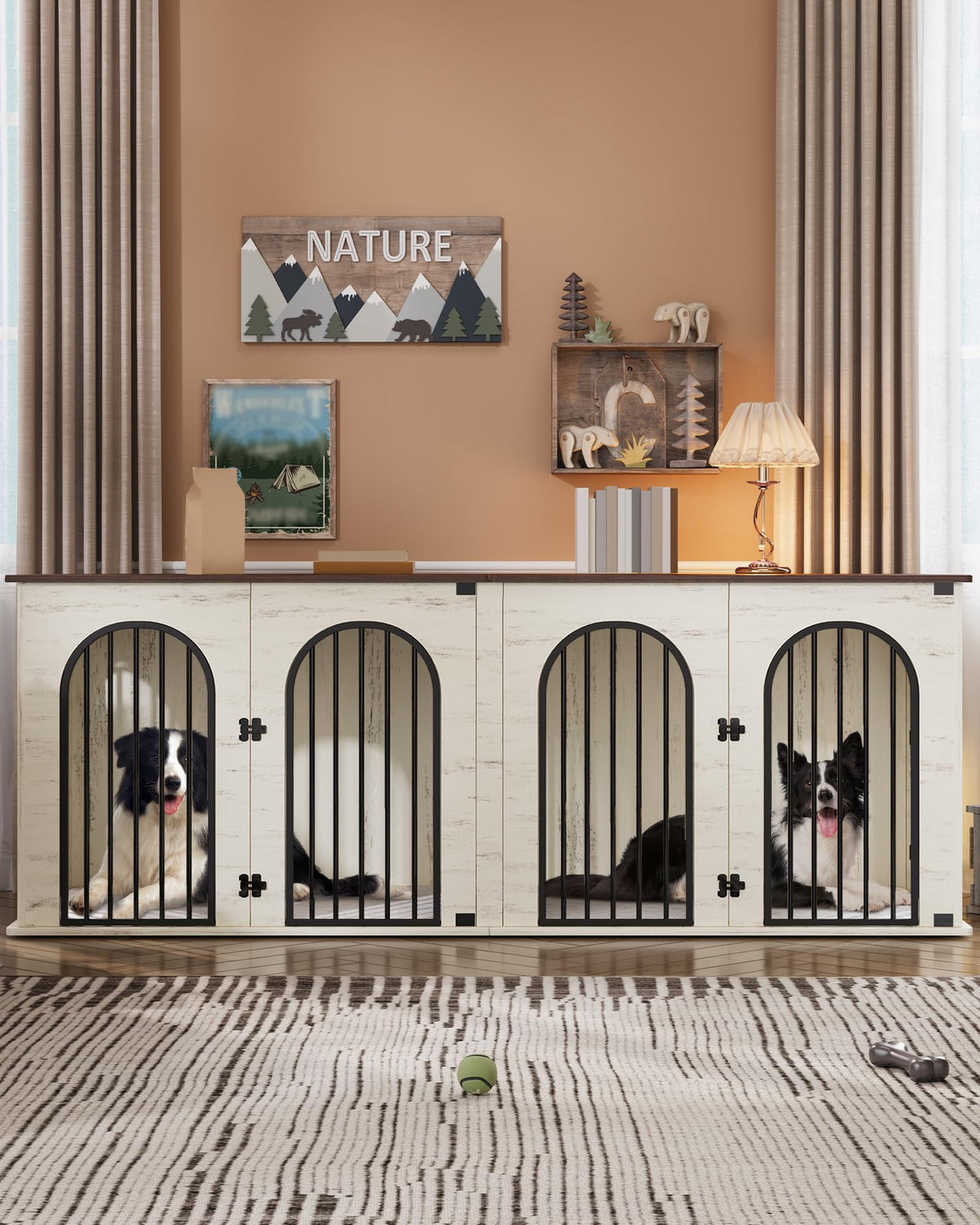 Double Dog Crate Furniture with Cushion Z828382