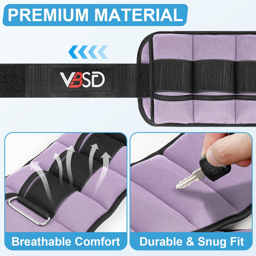Adjustable Ankle Weights 10lb 1 Pair Lavender D3907