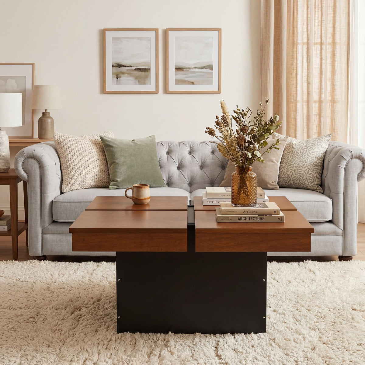 Mid Century Modern Solid Wood Coffee Table F7155