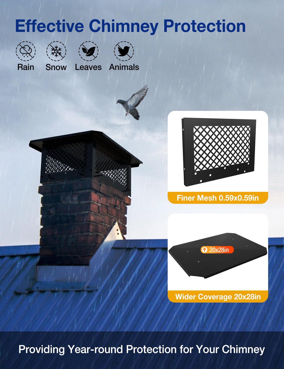 14" x 22" Rectangular Galvanized Steel Chimney Cap C206618