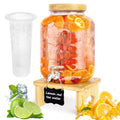 2 Gallon Glass Beverage Dispenser with Wood Stand B3656