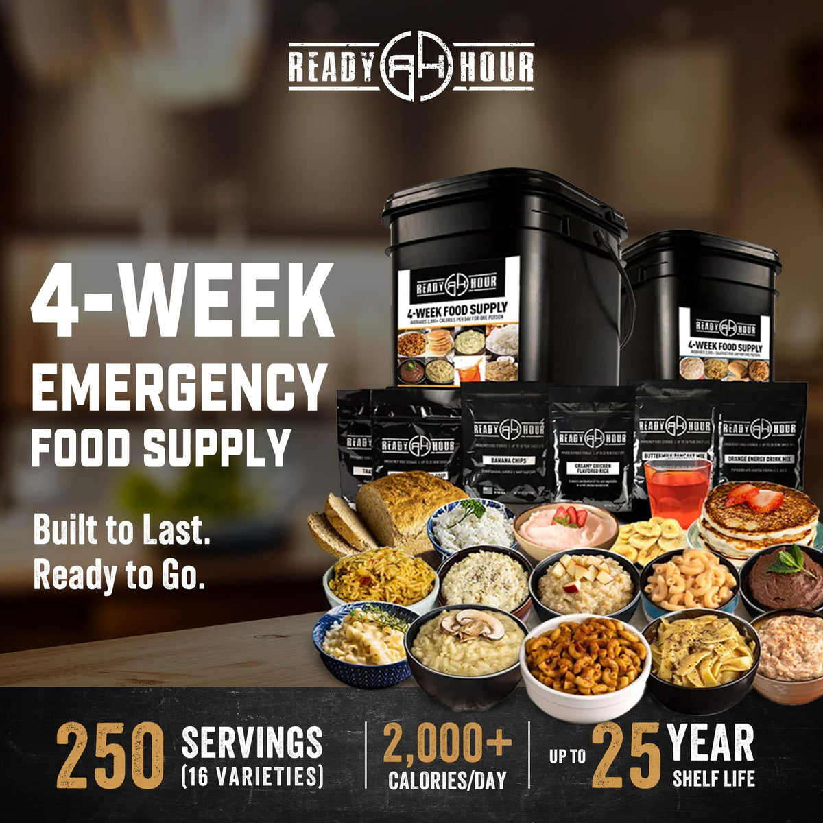 4-Week Emergency Food Supply 250 Servings Non-Perishable B696297