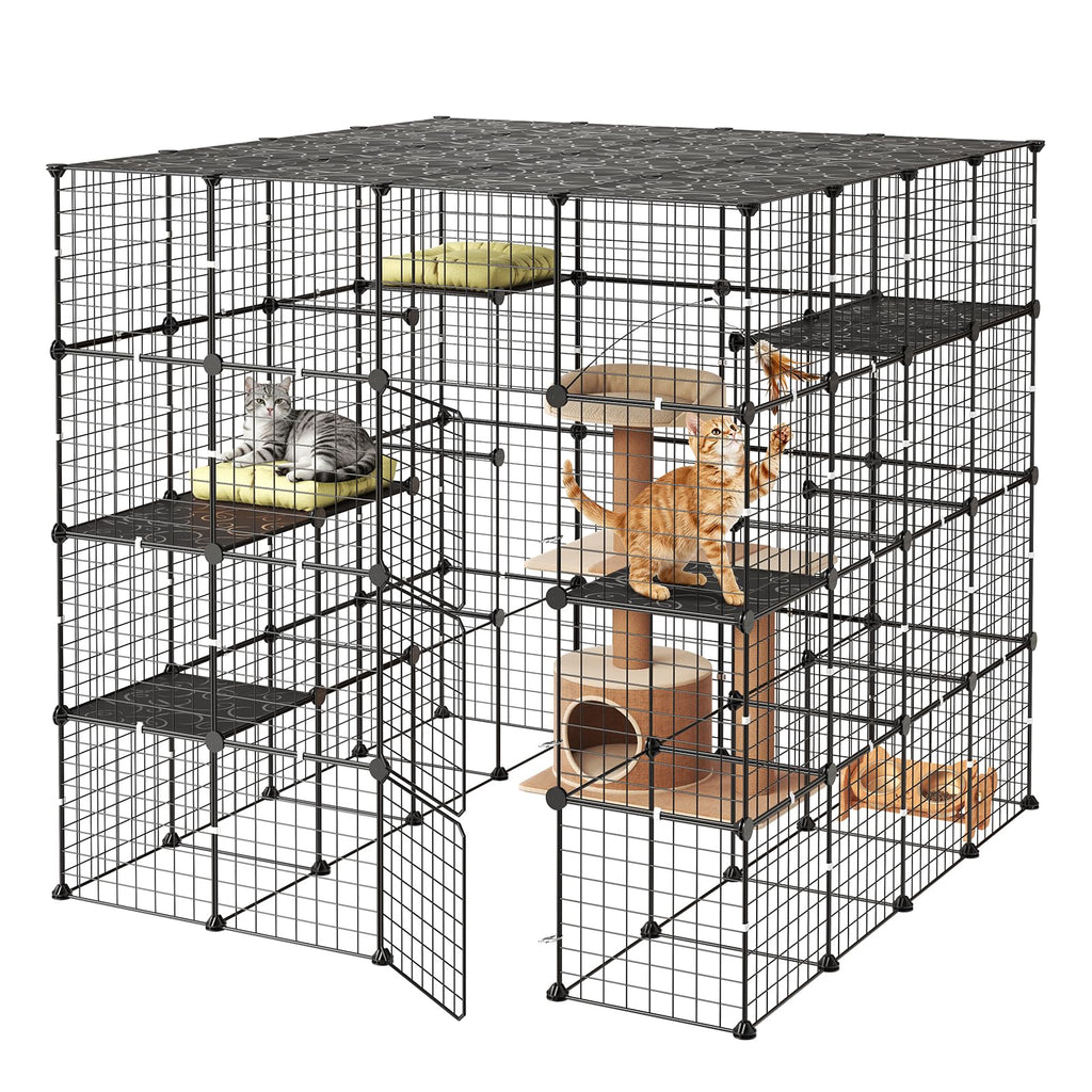 4-Tier Metal Wire Cat Cage with 3 Doors X6887