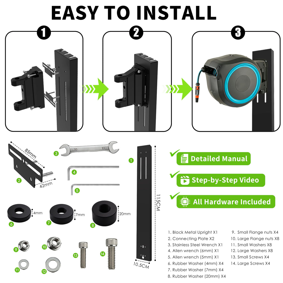 Retractable Garden Hose Reel Mounting Post Y6730