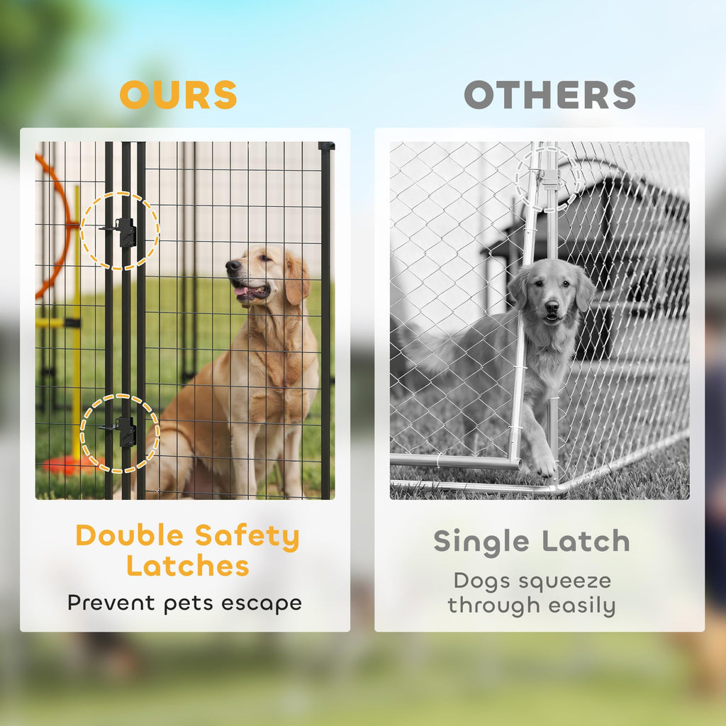Outdoor Dog Kennel with Roof, 6' x 4' x 6' Heavy Duty Welded Wire Dog Playpen Enclosure A4496