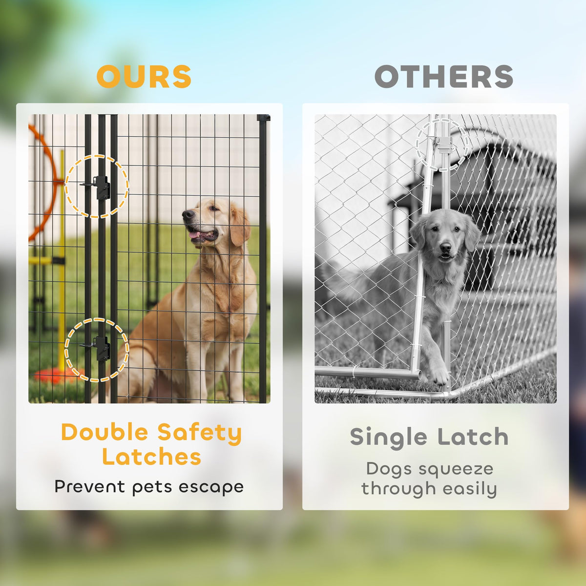 Outdoor Dog Kennel with Roof, 6' x 4' x 6' Heavy Duty Welded Wire Dog Playpen Enclosure A4496
