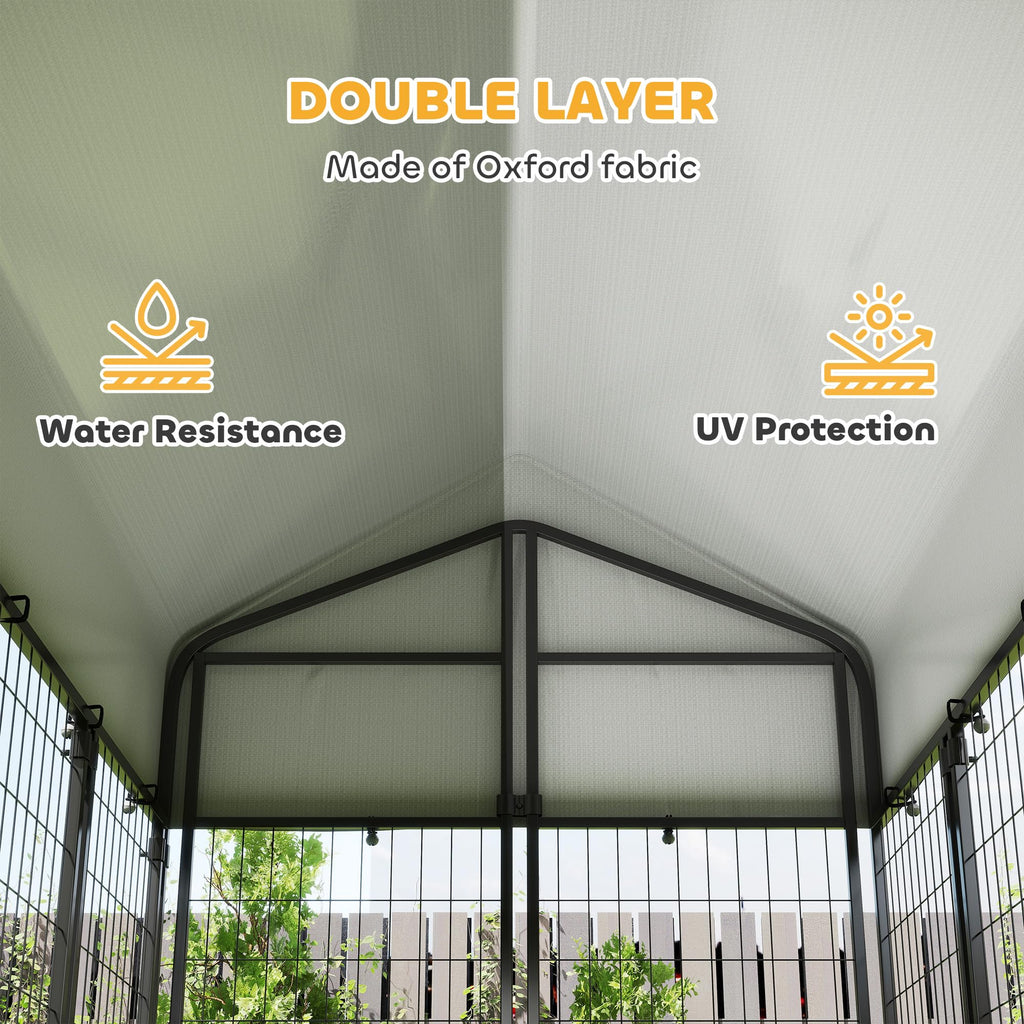 Outdoor Dog Kennel with Roof, 6' x 4' x 6' Heavy Duty Welded Wire Dog Playpen Enclosure A4496