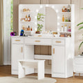 White Vanity Desk with Mirror and Lights D93470