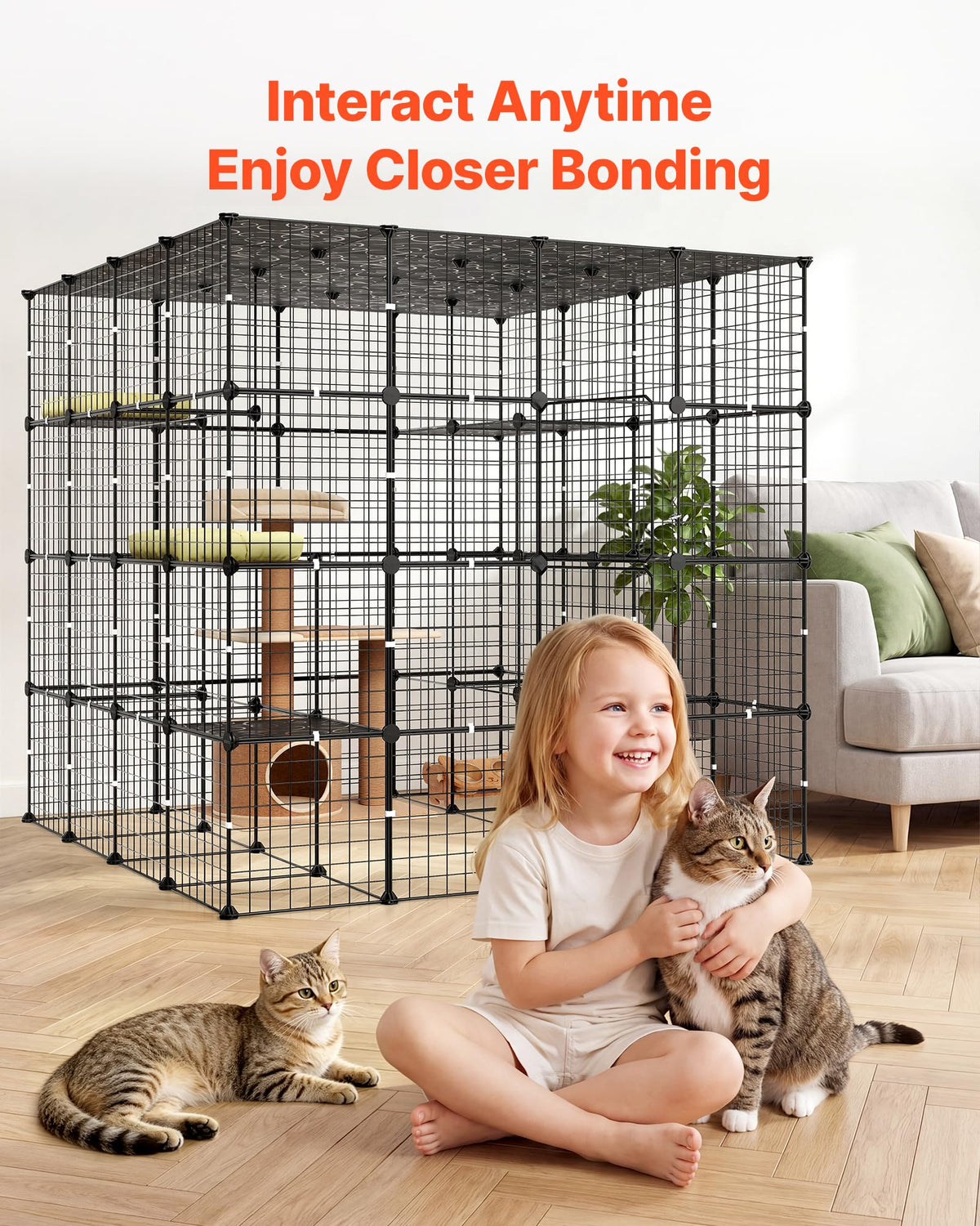 4-Tier Metal Wire Cat Cage with 3 Doors X6887