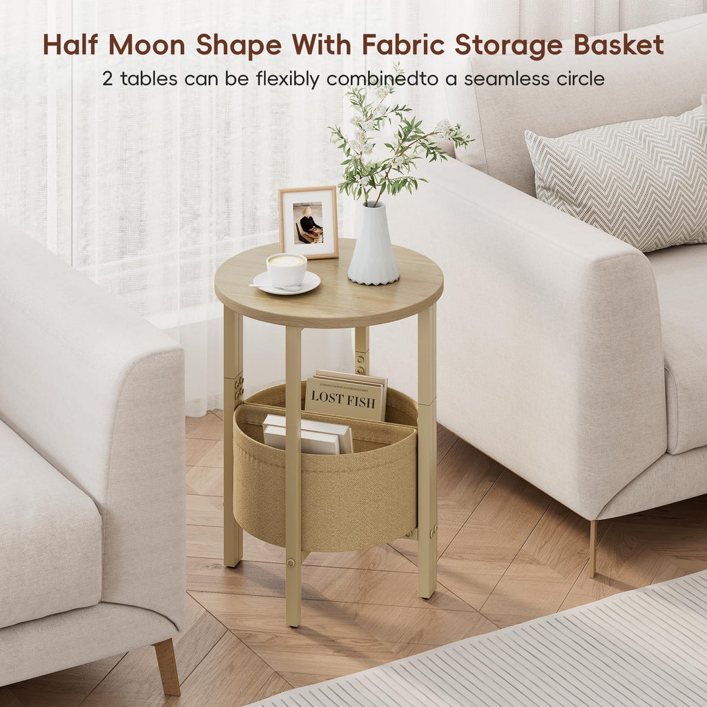 Small Round Side Table with Storage Basket, Set of 2 A7886